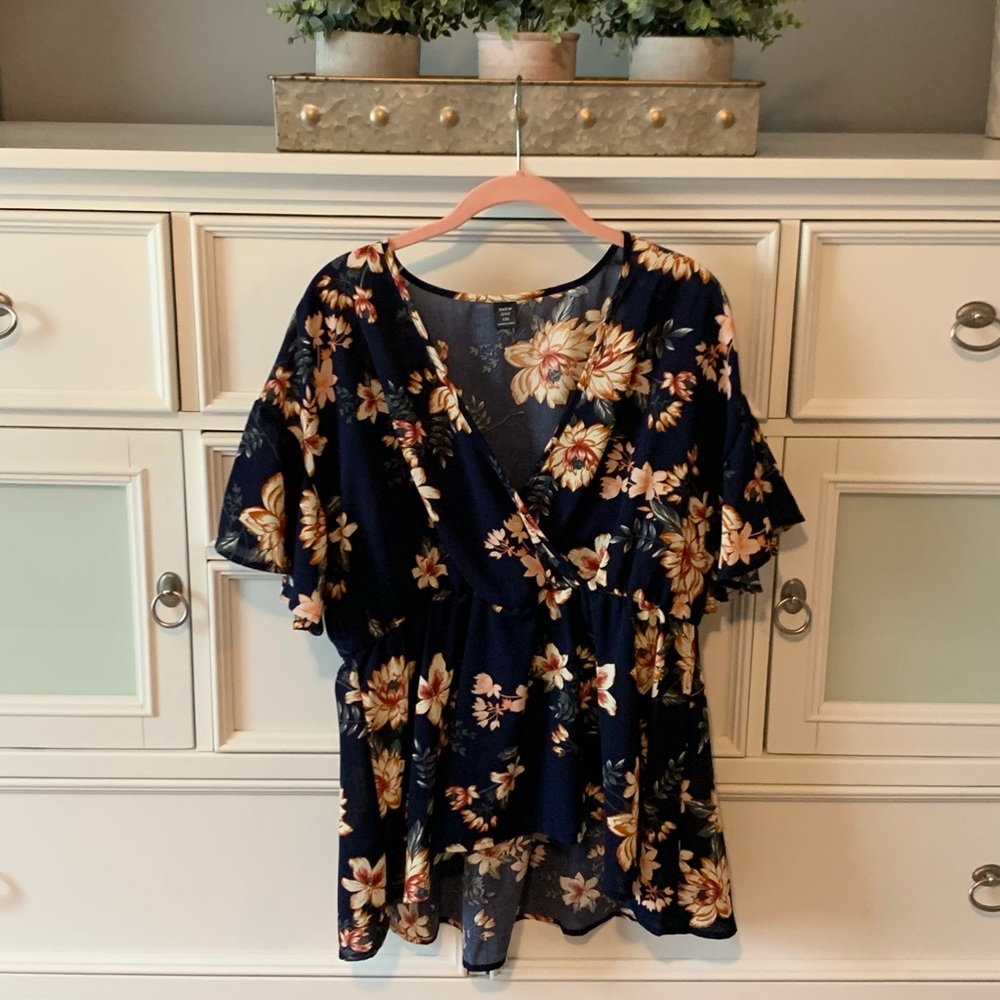 Women’s Navy Peplum Top